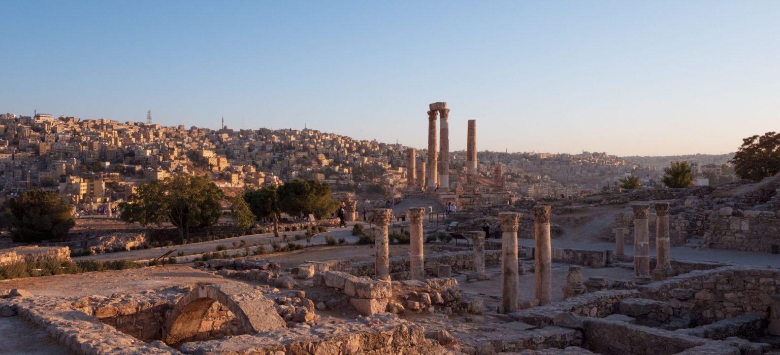 Scenic view of ruins of old famous Temple of Hercules – historic place in the Amman Citadel, Jordan. The scenic view of ruins of old famous Temple of Hercules - historic place in the Amman Citadel, Jordan.